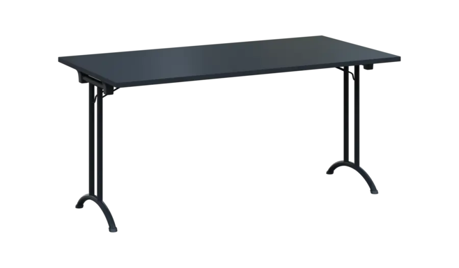 SLA 160 lak skládací jednací stůl 1600x800, deska 25 mm, podnož černý lak, deska antracit